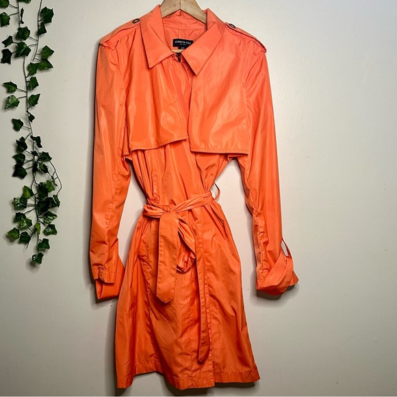 Kenneth Cole New York Jackets & Blazers - Kenneth Cole New York Bright Trench Orange Coat, XL